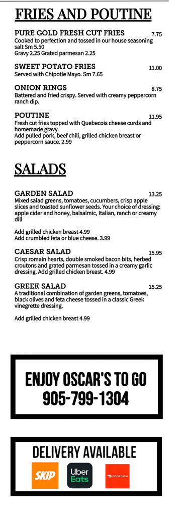 Menu – Oscar's Roadhouse